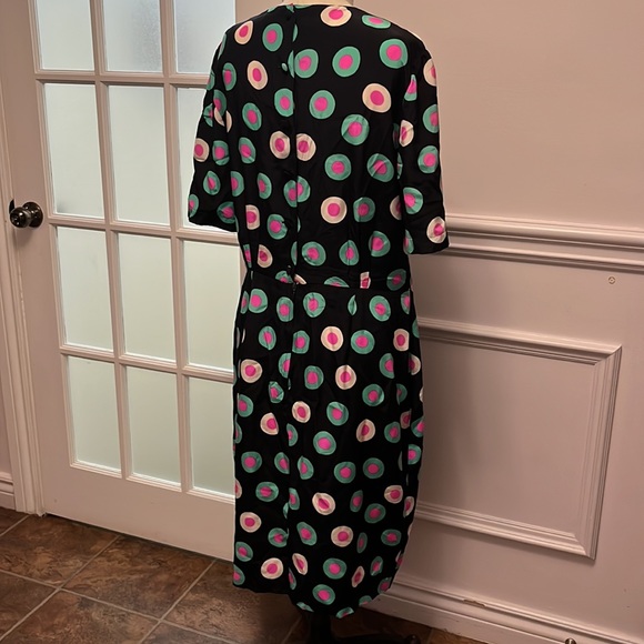 Vintage Louis Féraud coloured polka dot silk dress - Picture 5 of 8